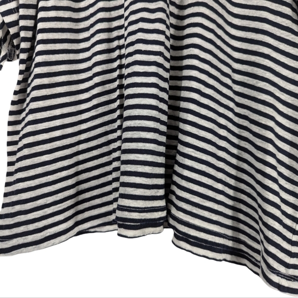 ALLSAINTS Harper LINEN COTTON Striped Cold Shoulder T-Shirt Ink Blue Size XS - Picture 7 of 14